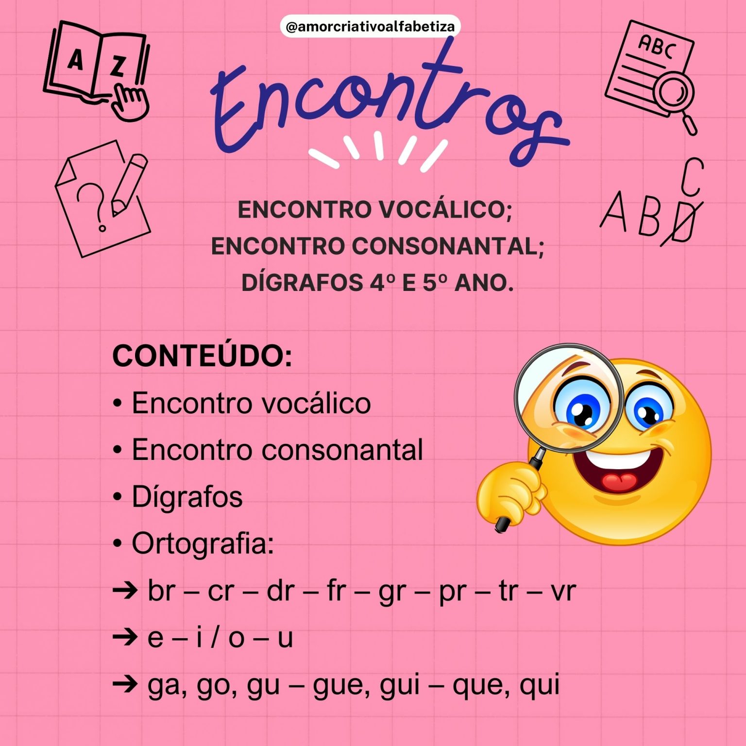 Encontros vocálicos, consonantais e dígrafos 4º e 5º ano