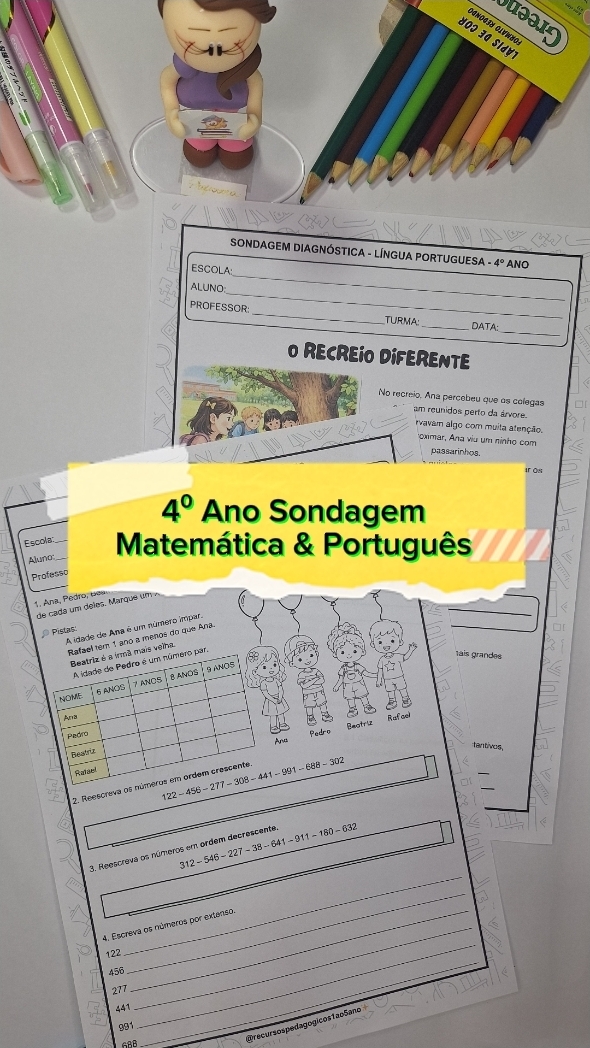 📦 Combo Avaliação Diagnóstica - Português+ Matemática – 4º Ano