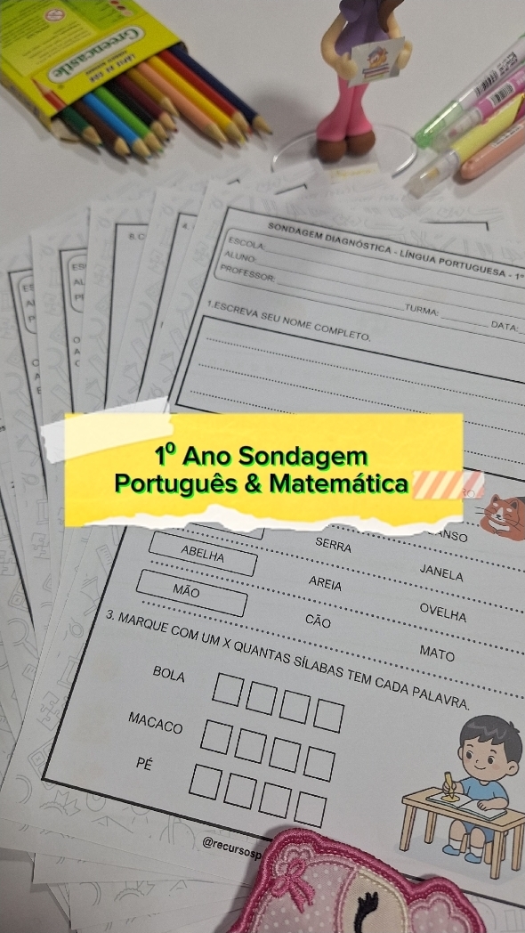 📦 Combo Avaliação Diagnóstica - Português+ Matemática – 1º Ano