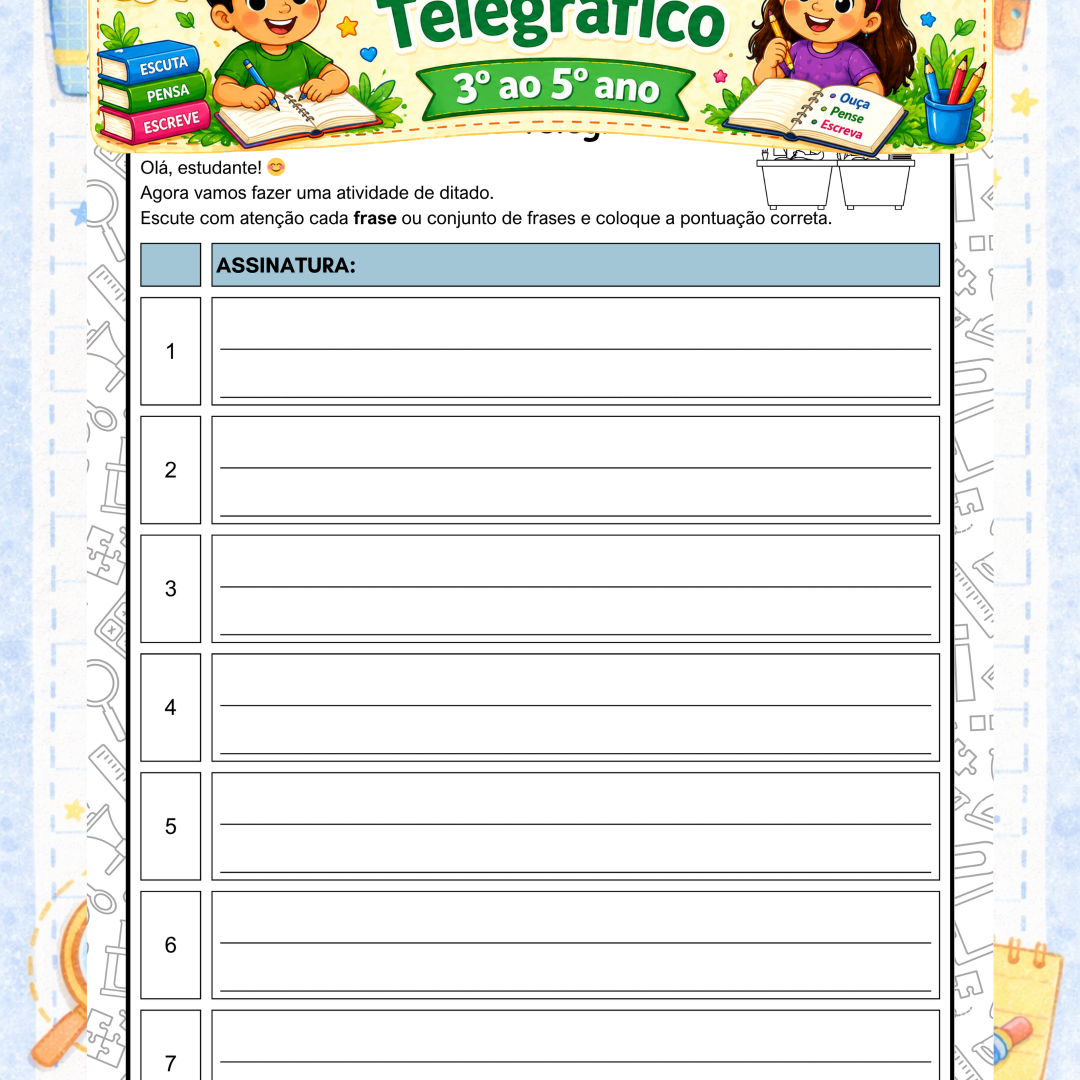 ✏️📚 Ditado telegráfico para 3º, 4º e 5º ano