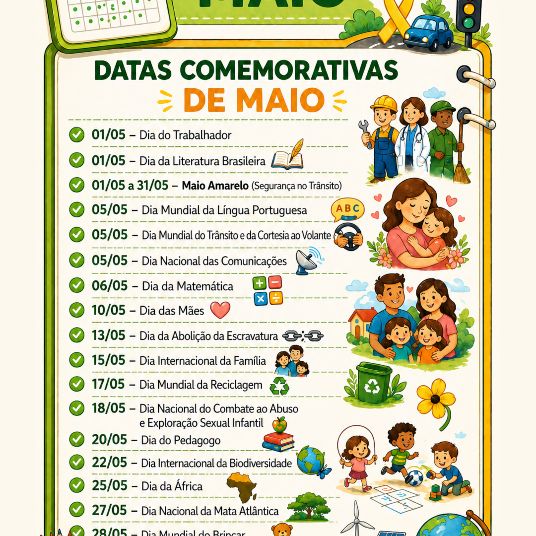 📅✨ Datas comemorativas Maio GRÁTIS