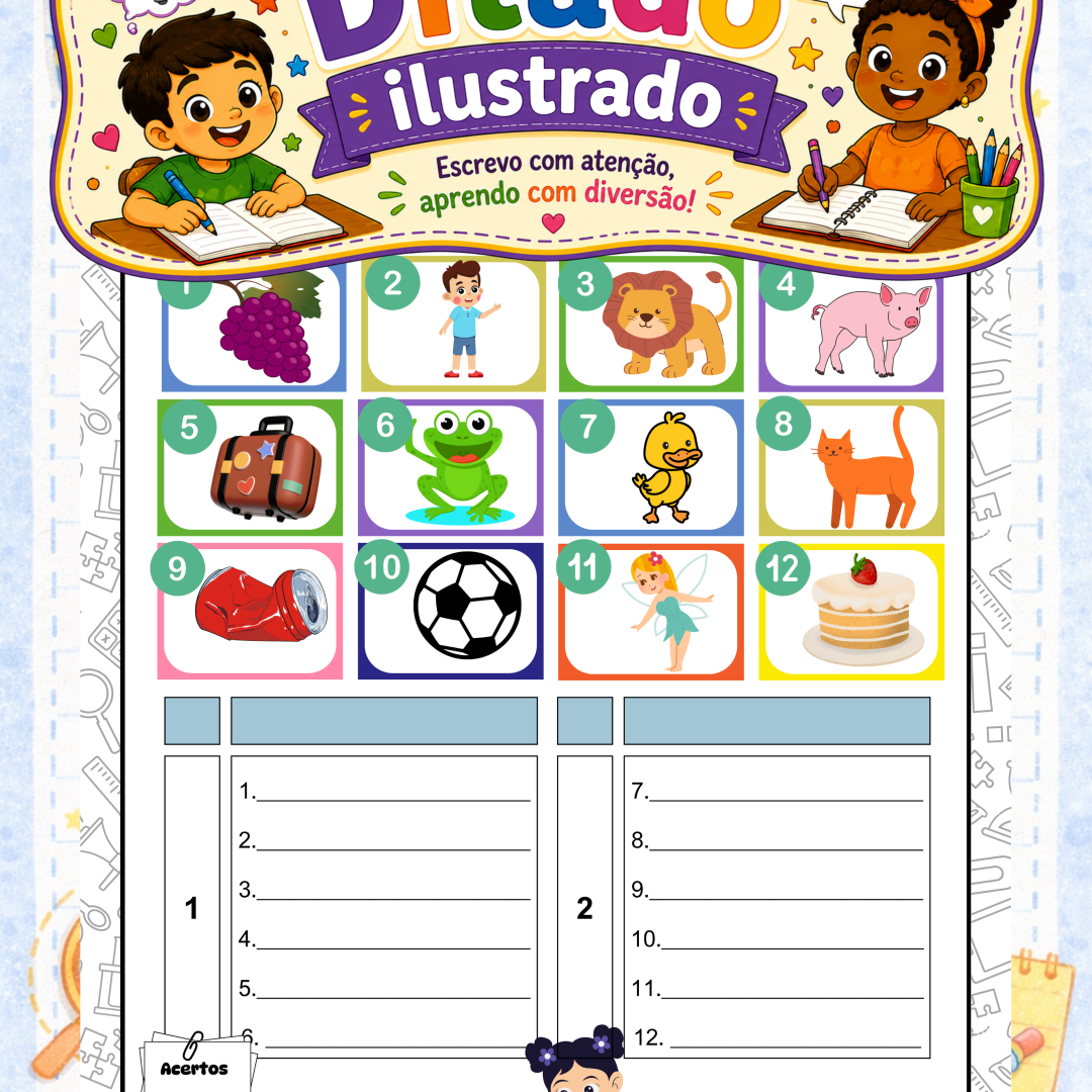 ✏️🖼️ Ditado ilustrado/mudo – Alfabetização