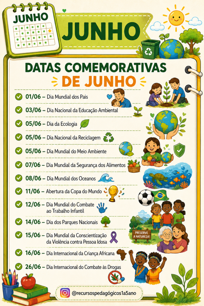 Datas comemorativas – mês de Junho GRÁTIS 3º ao 5º ano