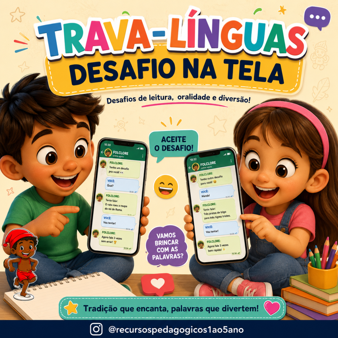 🗣️📱 Trava-Línguas – Desafio na Tela do WhatsApp 2º ao 5º ano