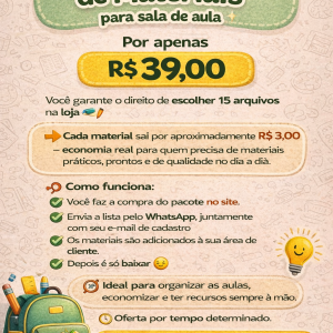 Pacote de materiais pedagógicos atividades